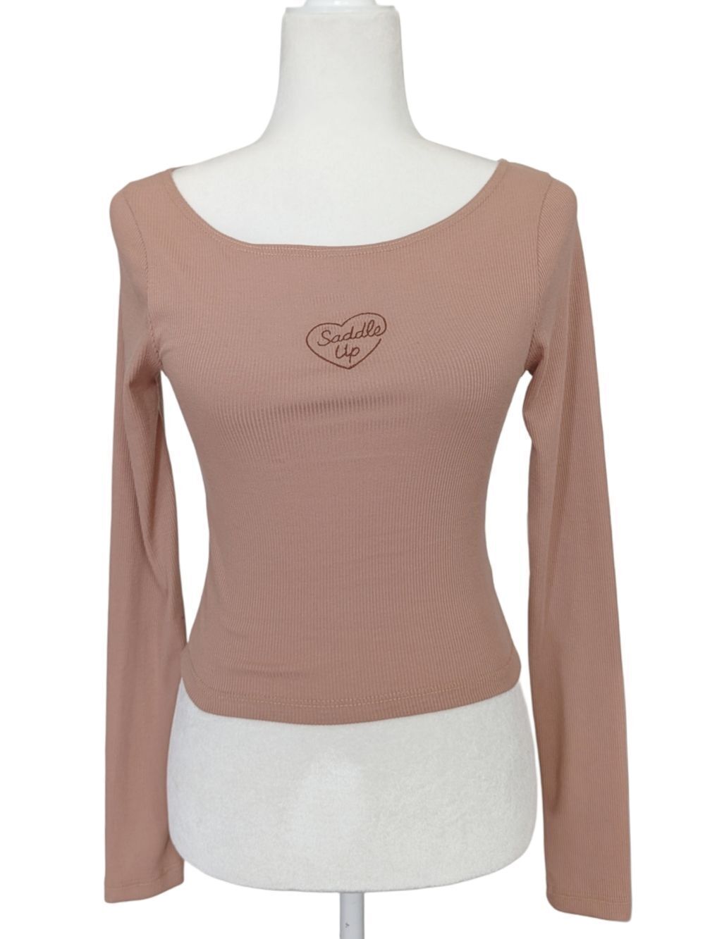 Dirty Laundry Womens Tan Saddle Up Long Sleeve Scoop Neck Top NWT Size Small
